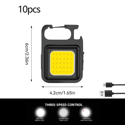 1pc COB Keychain Work Light, Flashlight With 4 Lighting Modes,