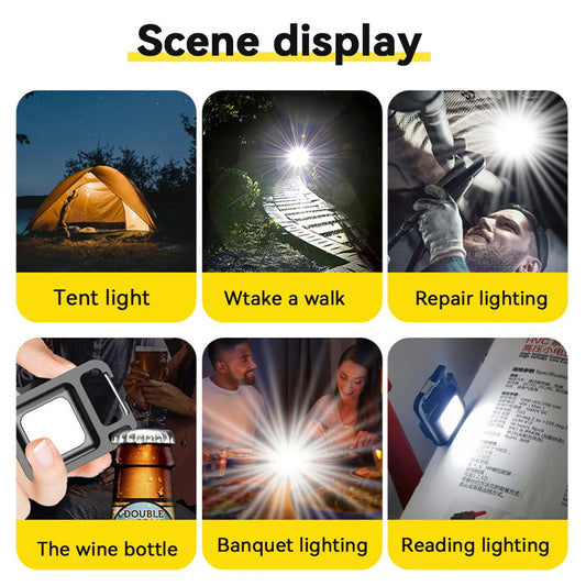 1pc COB Keychain Work Light, Flashlight With 4 Lighting Modes,